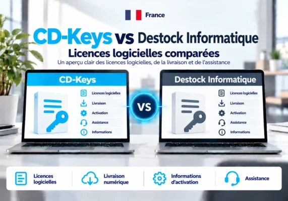Image Comparative Neutre De Cd-Keys Et Destock Informatique Sur Les Licences Logicielles, La Livraison, L’activation Et L’assistance En France.