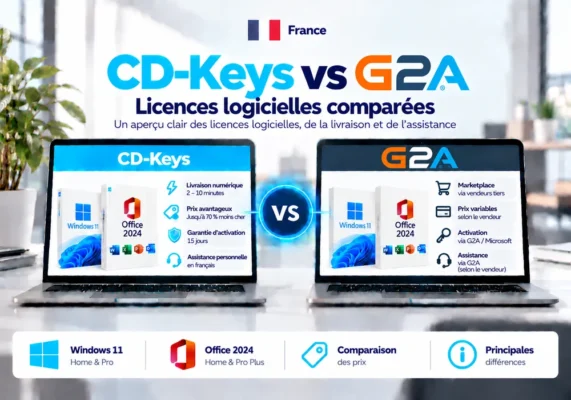 Image Comparative Neutre De Cd-Keys Et G2A Sur Les Licences Logicielles, La Livraison, L’activation Et L’assistance En France.