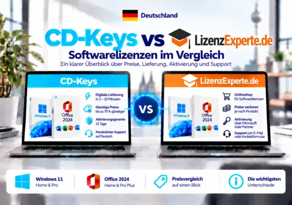 Neutrales Vergleichsbild Von Cd-Keys Und Lizenzexperte.de Zu Softwarelizenzen, Lieferung, Aktivierung Und Support In Deutschland.