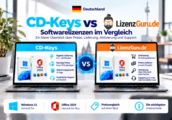 Neutrales Vergleichsbild Von Cd-Keys Und Lizenzguru.de Zu Softwarelizenzen, Lieferung, Aktivierung Und Support In Deutschland.