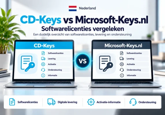 Neutrale Vergelijkingsafbeelding Van Cd-Keys En Microsoft-Keys.nl Met Softwarelicenties, Levering, Activatie En Ondersteuning Voor Nederland.